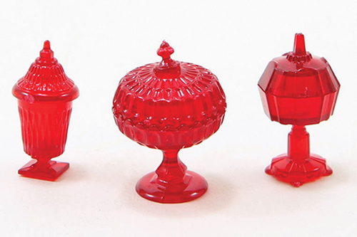 Dollhouse Miniature Candy Dishes, 3Pc, Red